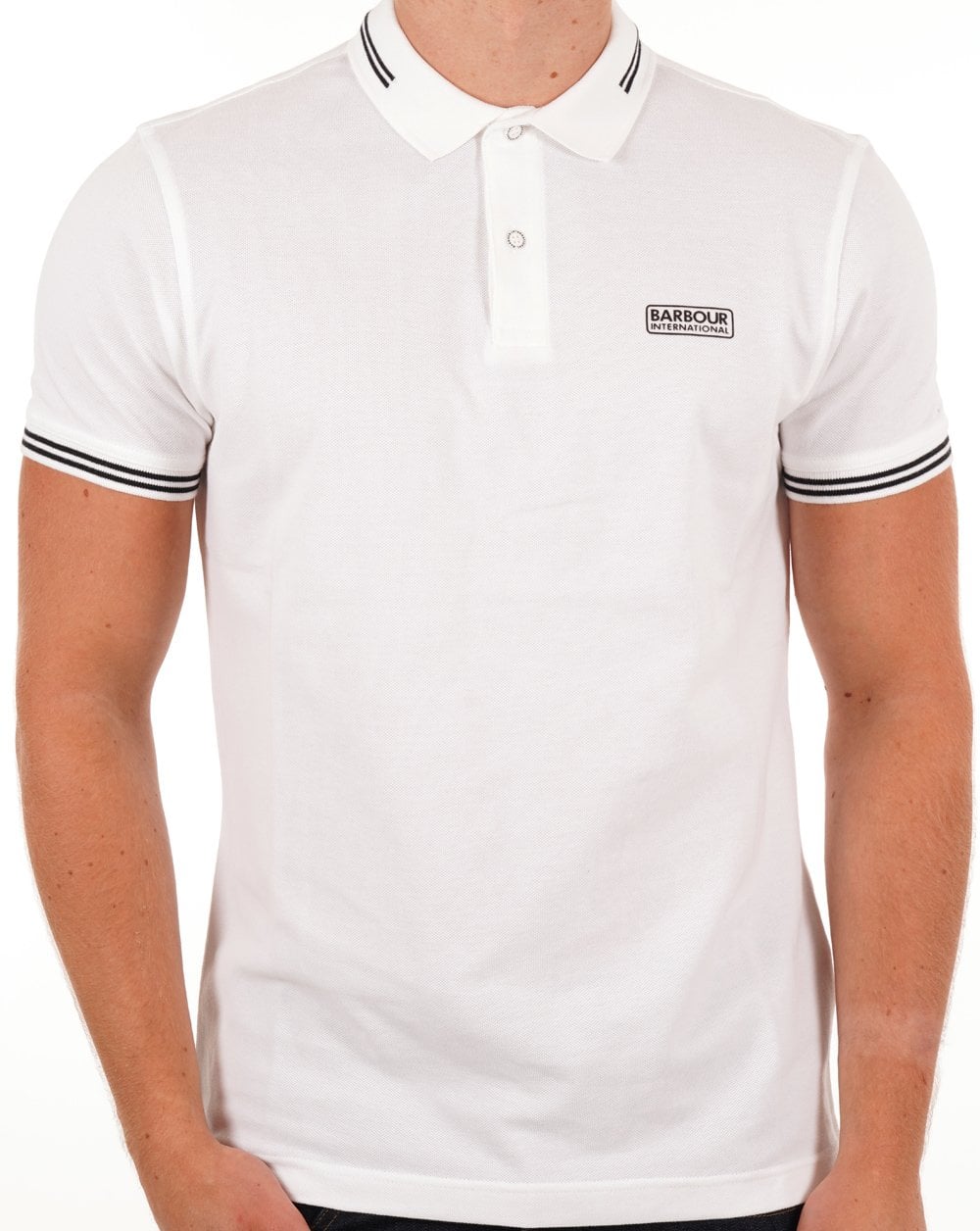 Barbour International Tipped Polo White
