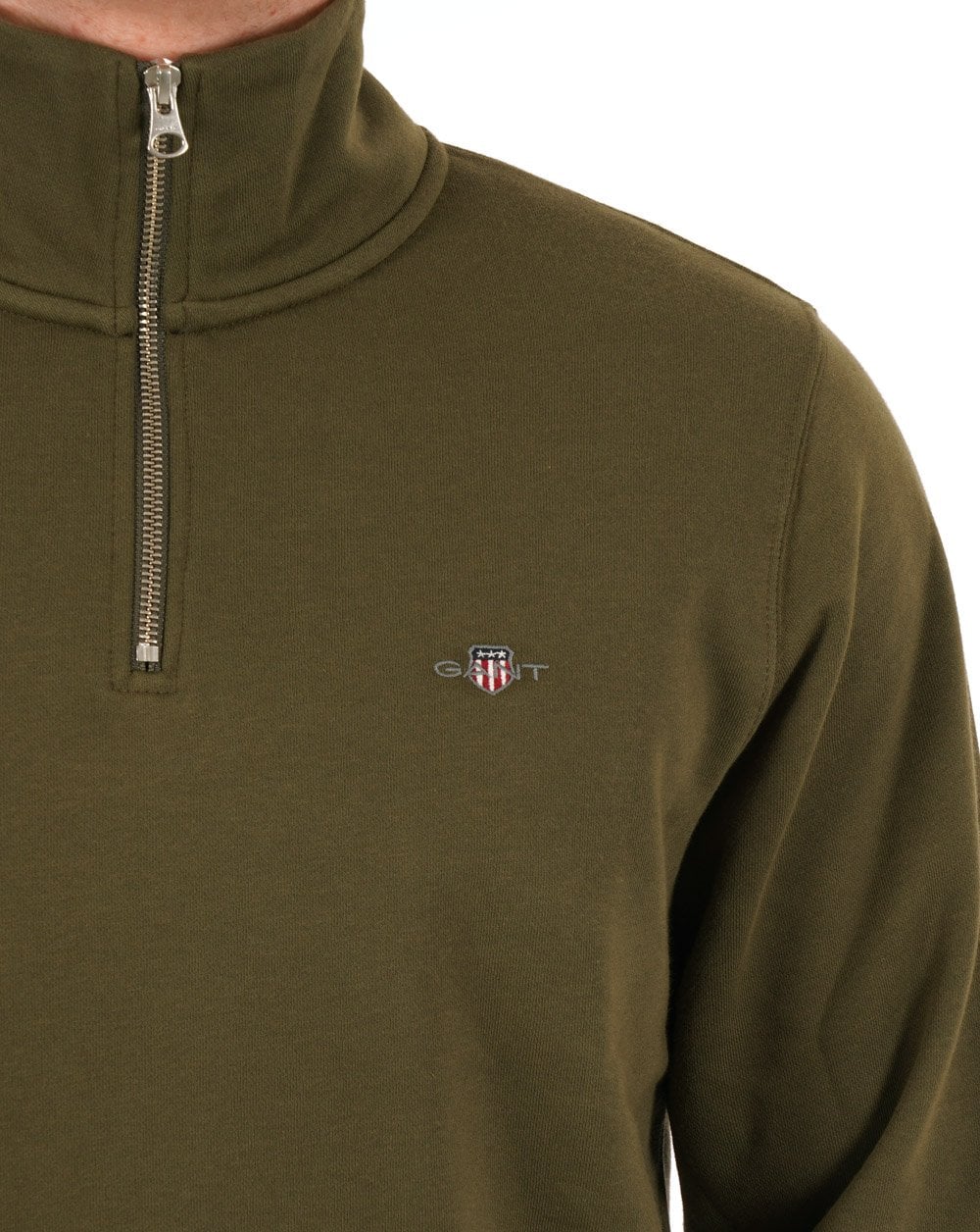 Gant Shield Half Zip Sweat Olive Green