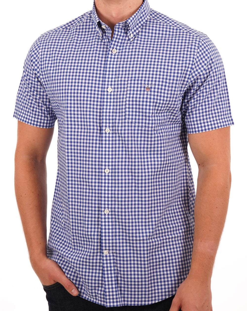 Gant Gingham SS Shirt College Blue