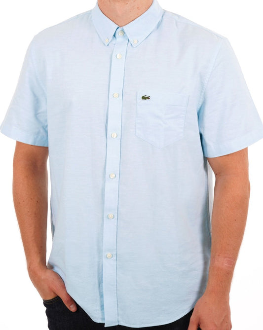 Lacoste Oxford Short Sleeve Shirt Sky Blue