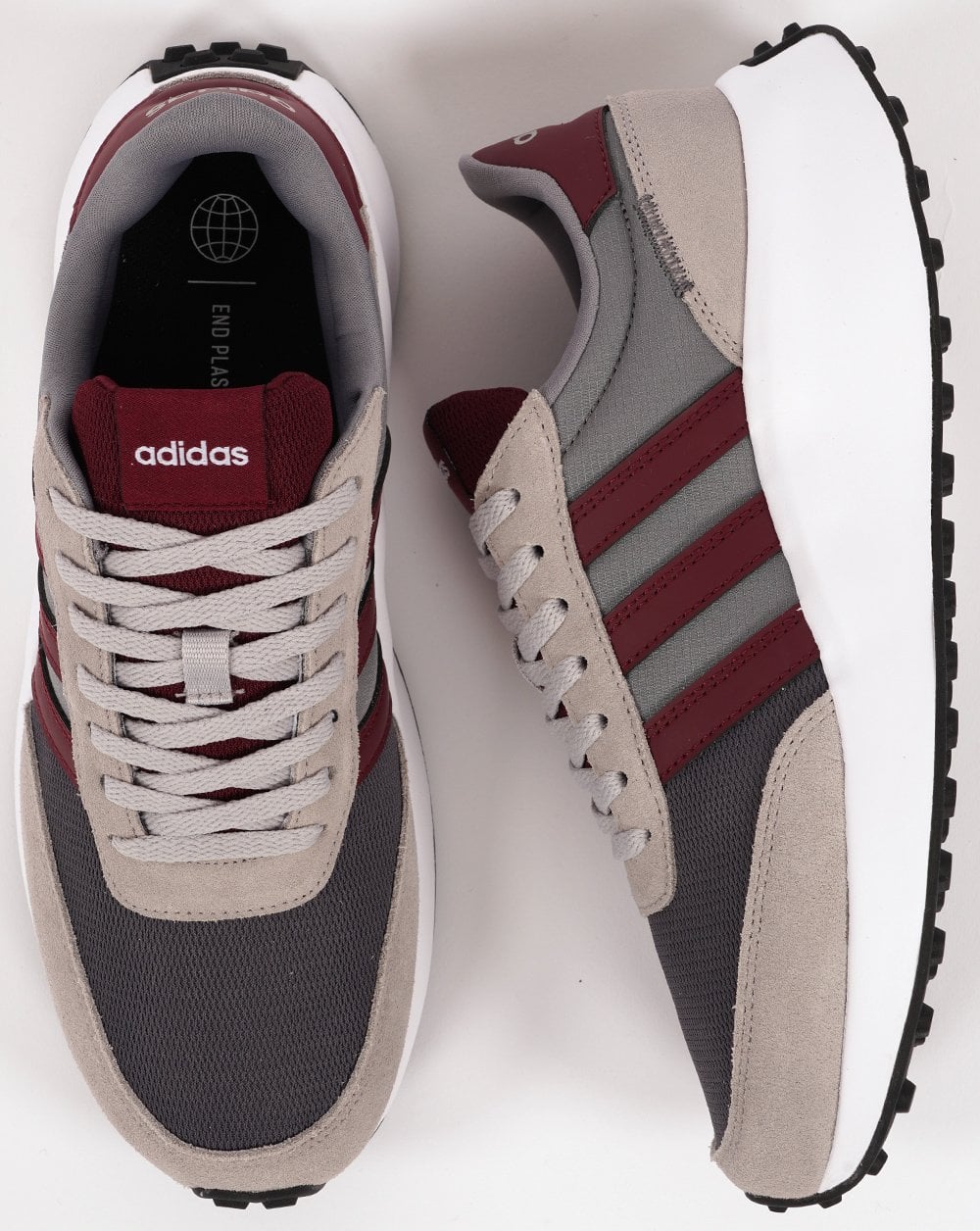 Adidas 70s Run Trainers Grey Burgundy