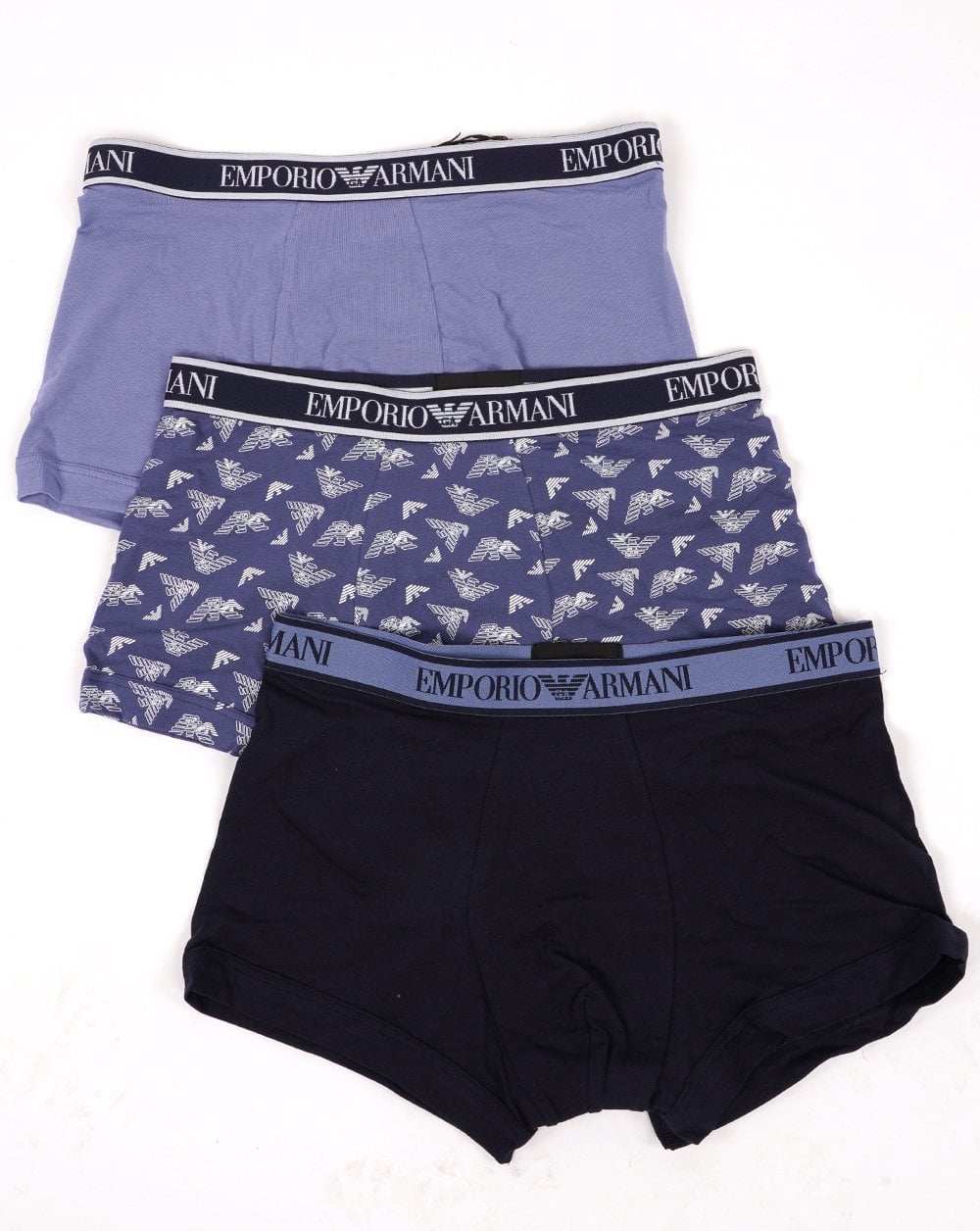 Emporio Armani 3 Pack Boxer Shorts Blue/Oxford/Indigo