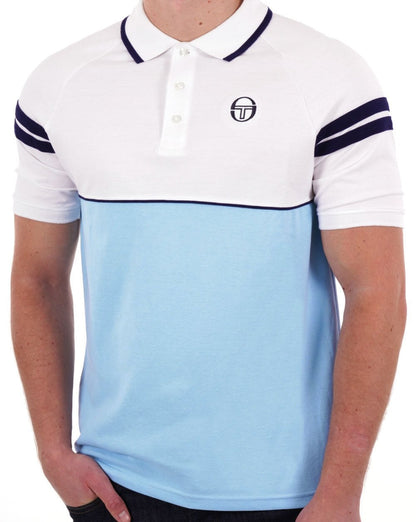 Sergio Tacchini Orion Polo Shirt White/Sky Blue
