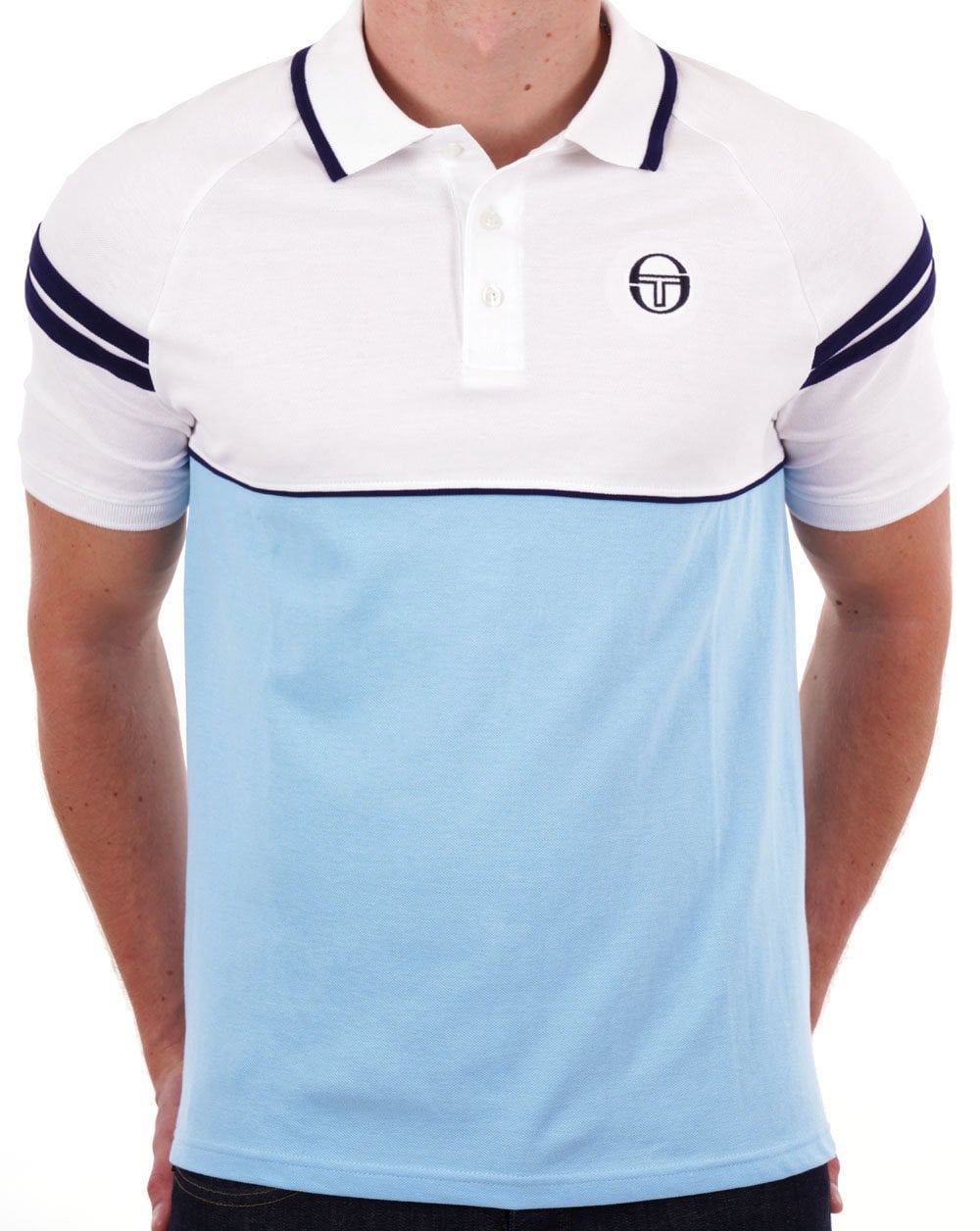 Sergio Tacchini Orion Polo Shirt White/Sky Blue