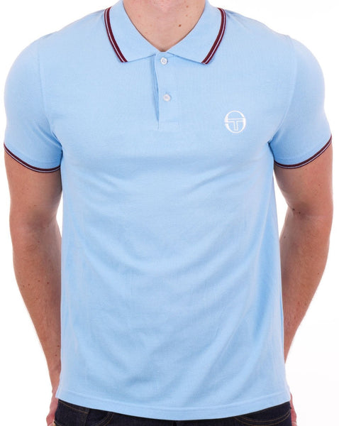 Sergio Tacchini Tipped Polo Shirt Sky Blue/Claret