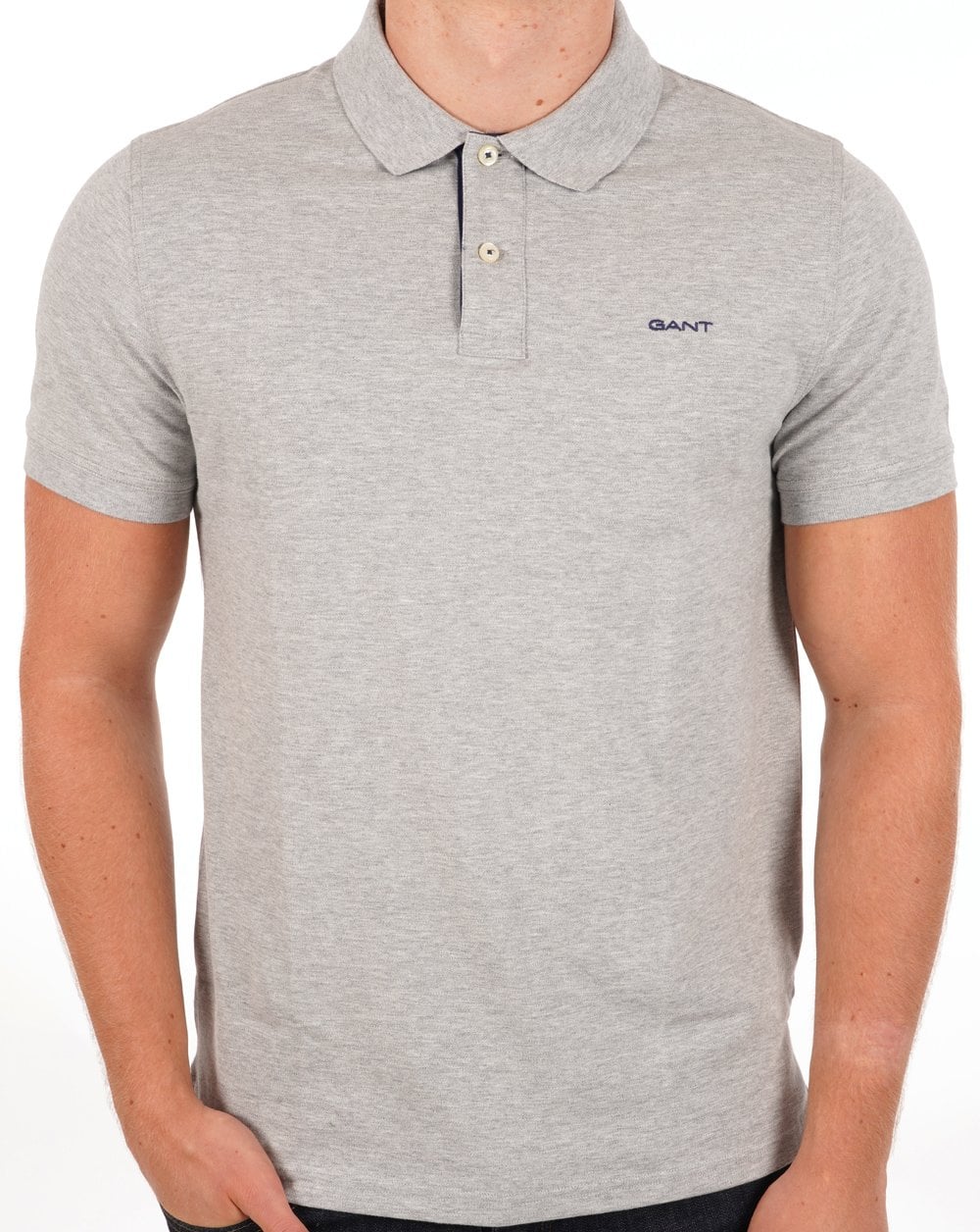 Gant Contrast Collar Polo Shirt Grey