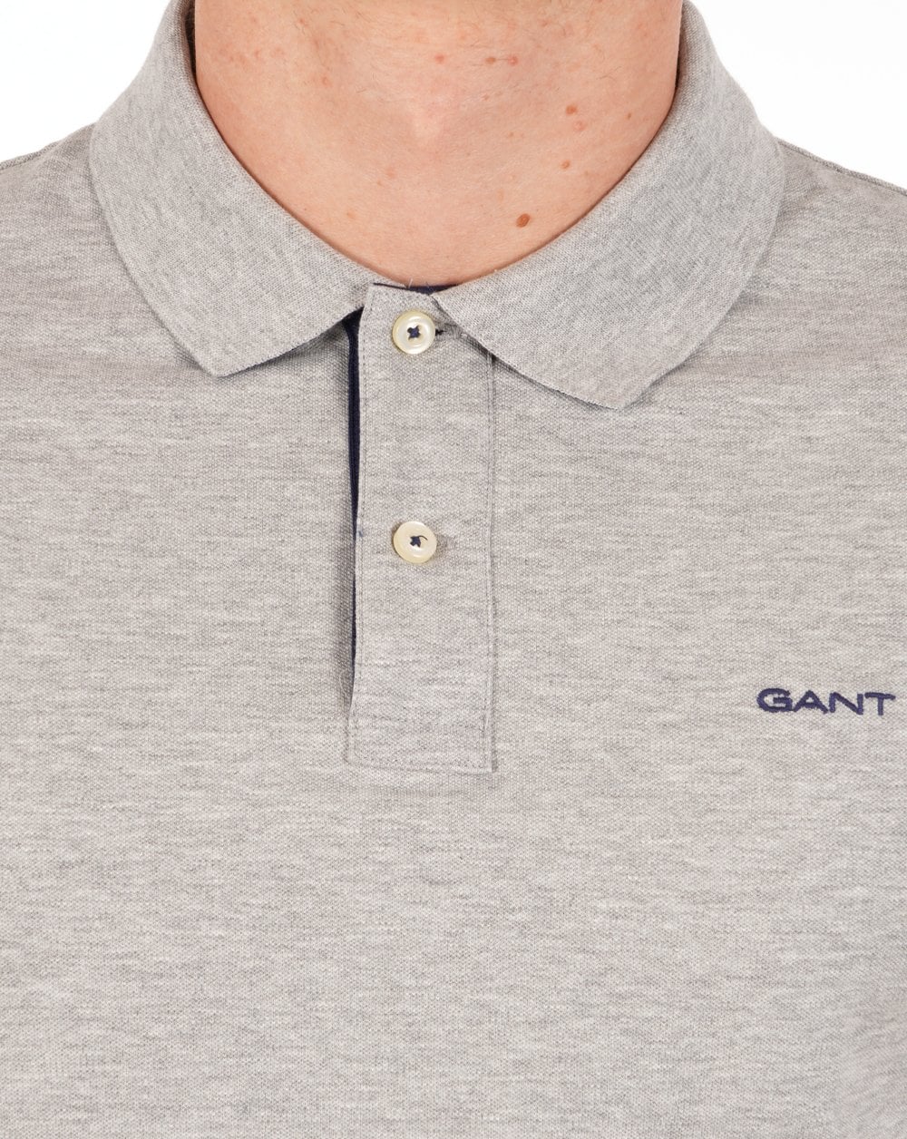 Gant Contrast Collar Polo Shirt Grey