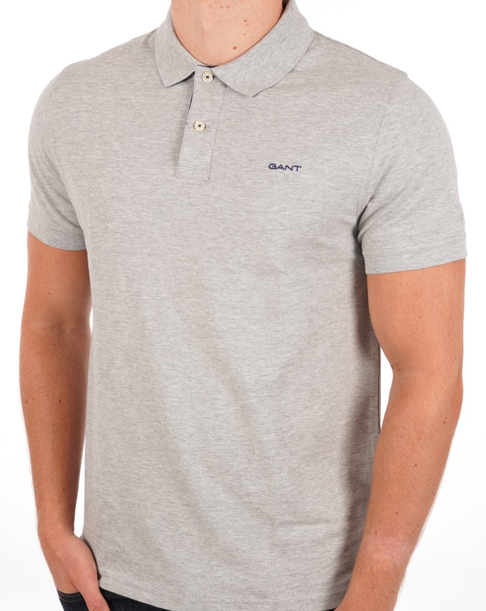 Gant Contrast Collar Polo Shirt Grey