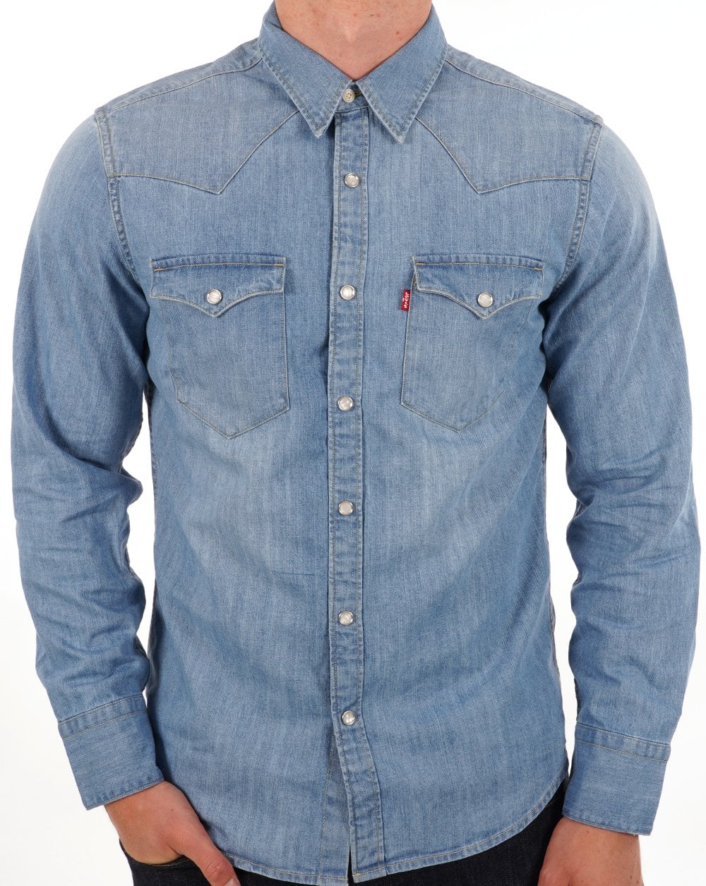 Levi's Barstow Western Shirt - Indigo Stonewash Blue