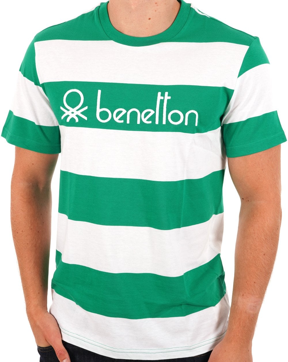 Benetton Stripe T-shirt White/Green