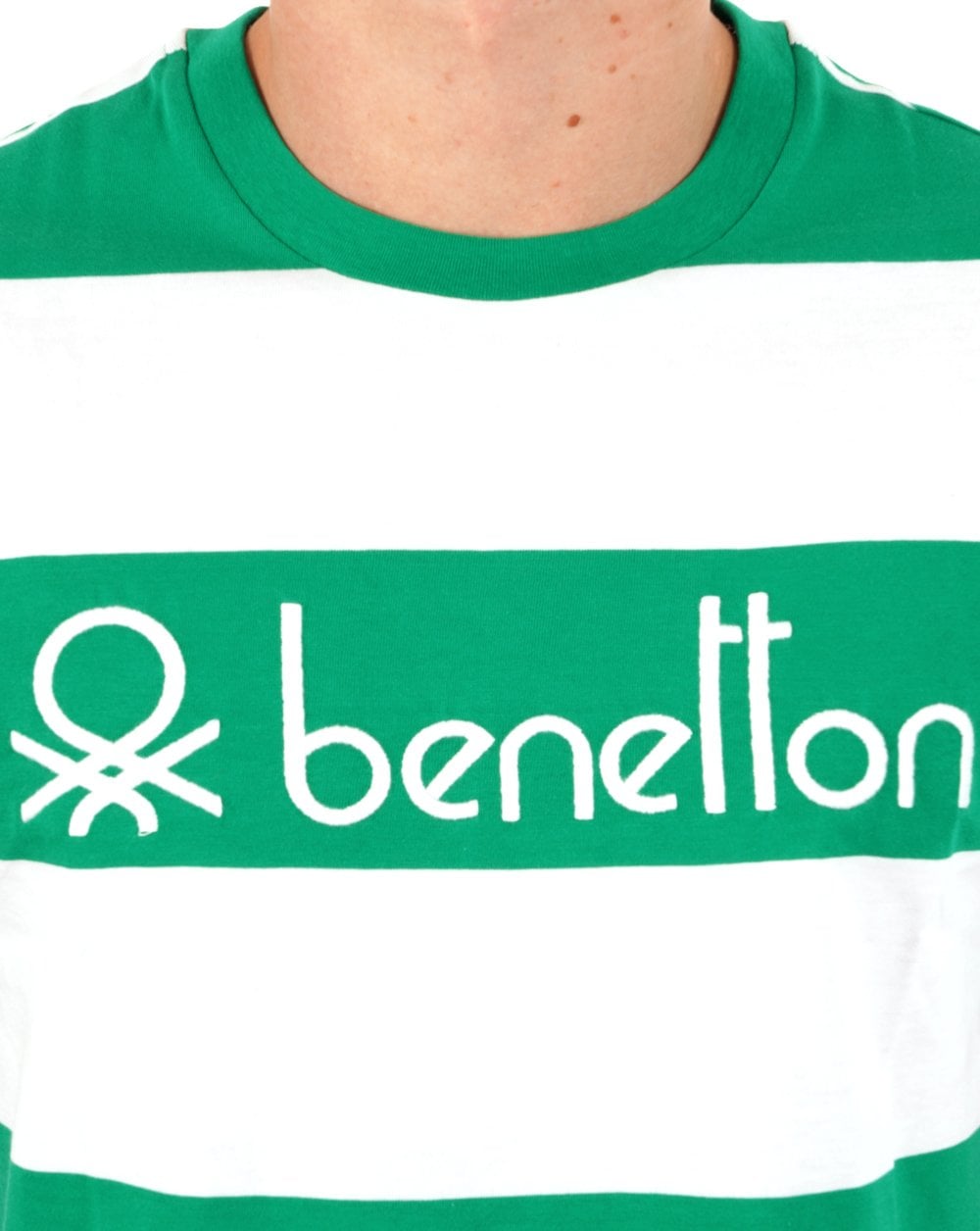 Benetton Stripe T-shirt White/Green