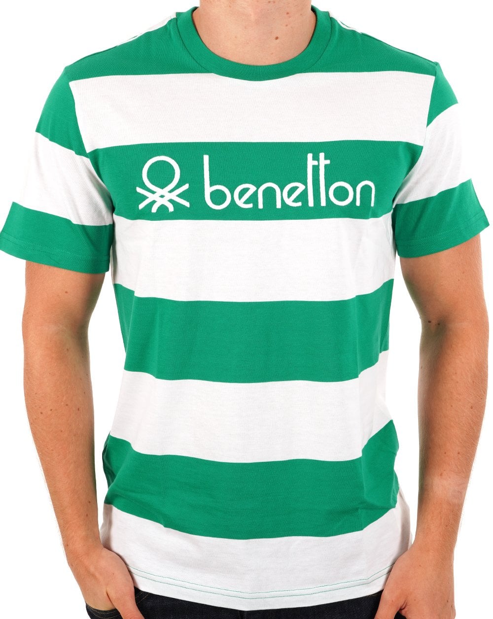 Benetton Stripe T-shirt White/Green