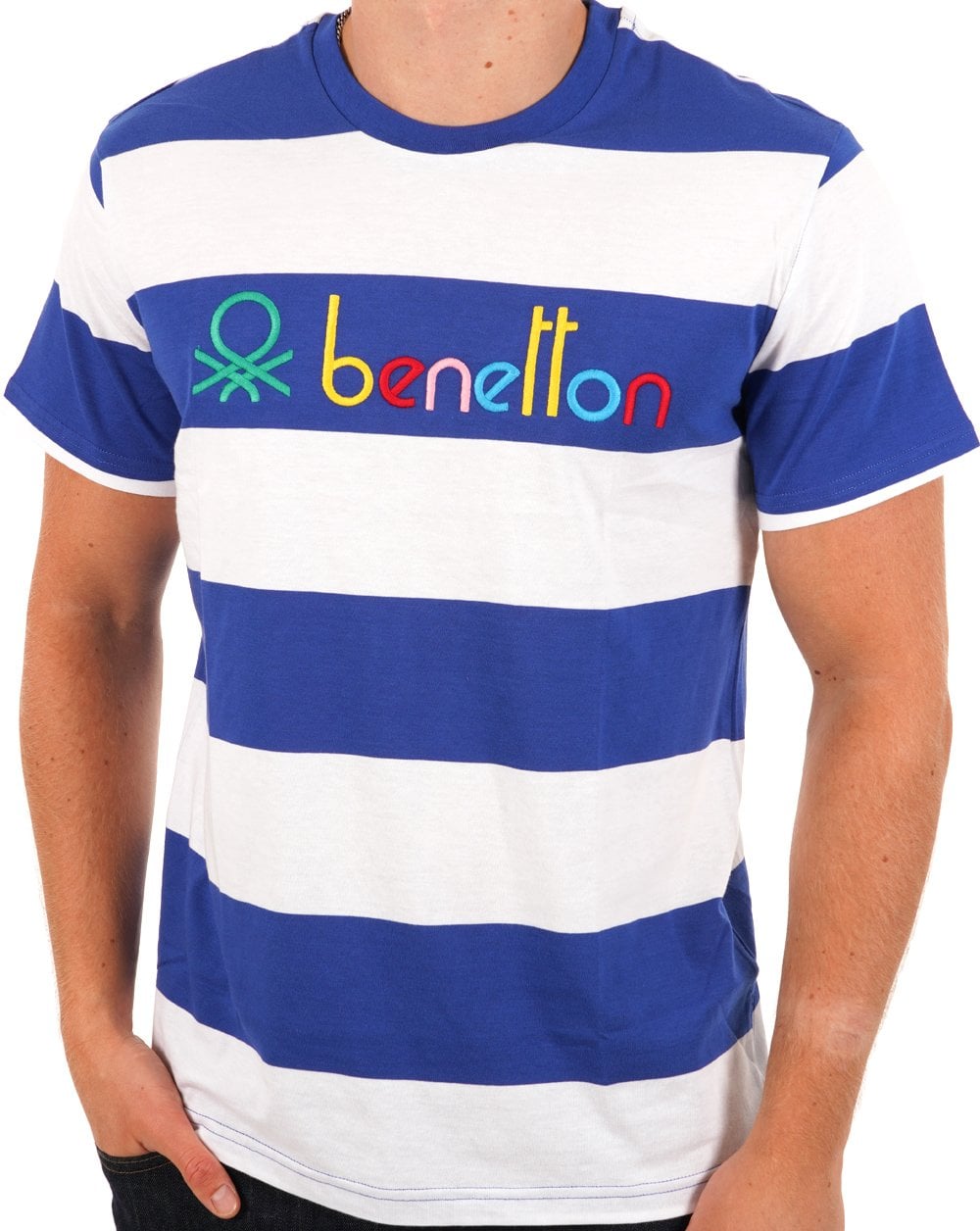Benetton Stripe T-shirt White/Blue