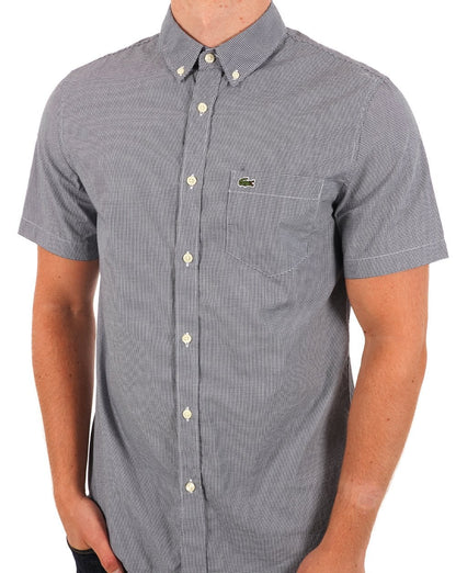 Lacoste Gingham Check SS Shirt Navy/White