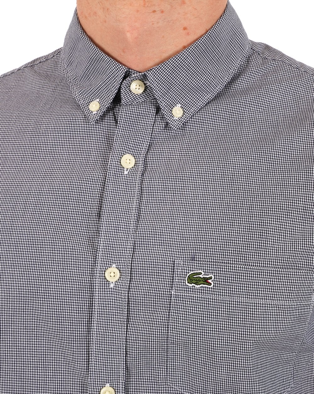 Lacoste Gingham Check SS Shirt Navy/White