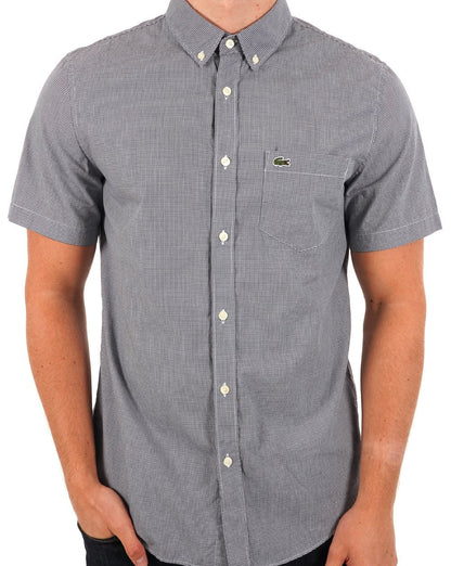 Lacoste Gingham Check SS Shirt Navy/White