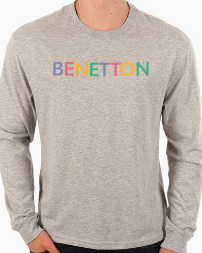 Benetton Long Sleeve Logo T-shirt Grey