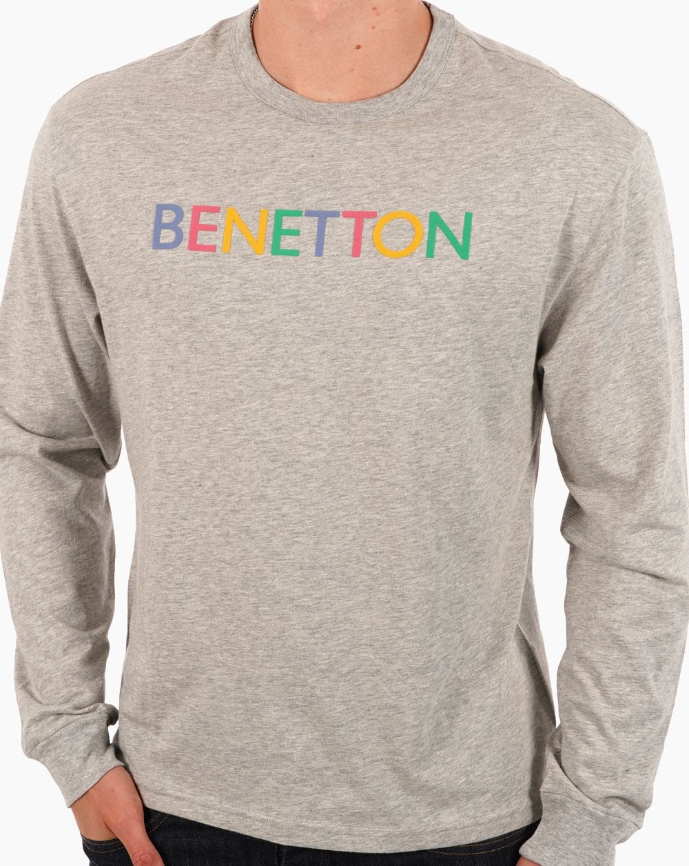 Benetton Long Sleeve Logo T-shirt Grey