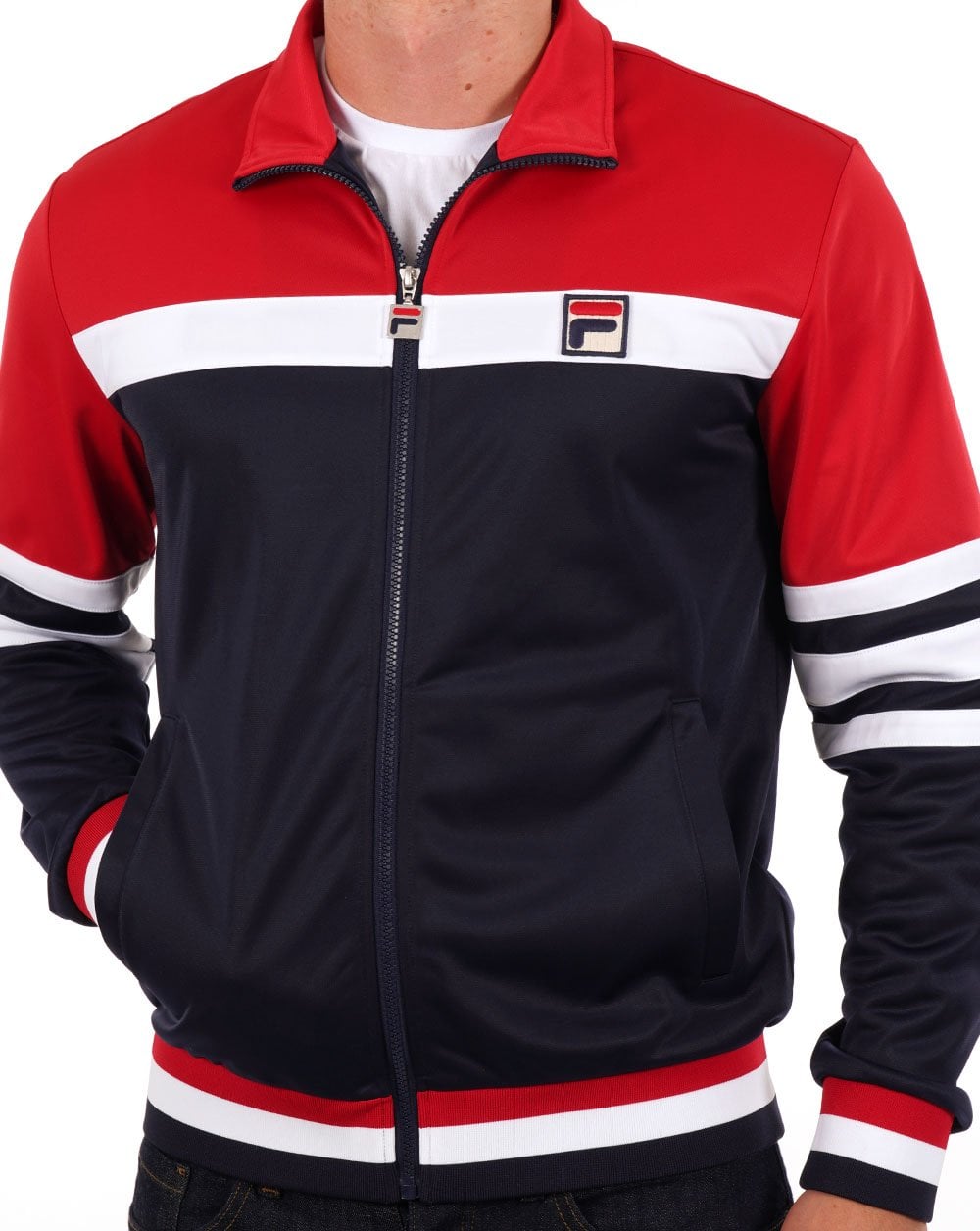 Fila Vintage Courto Business Track Top Navy Red White