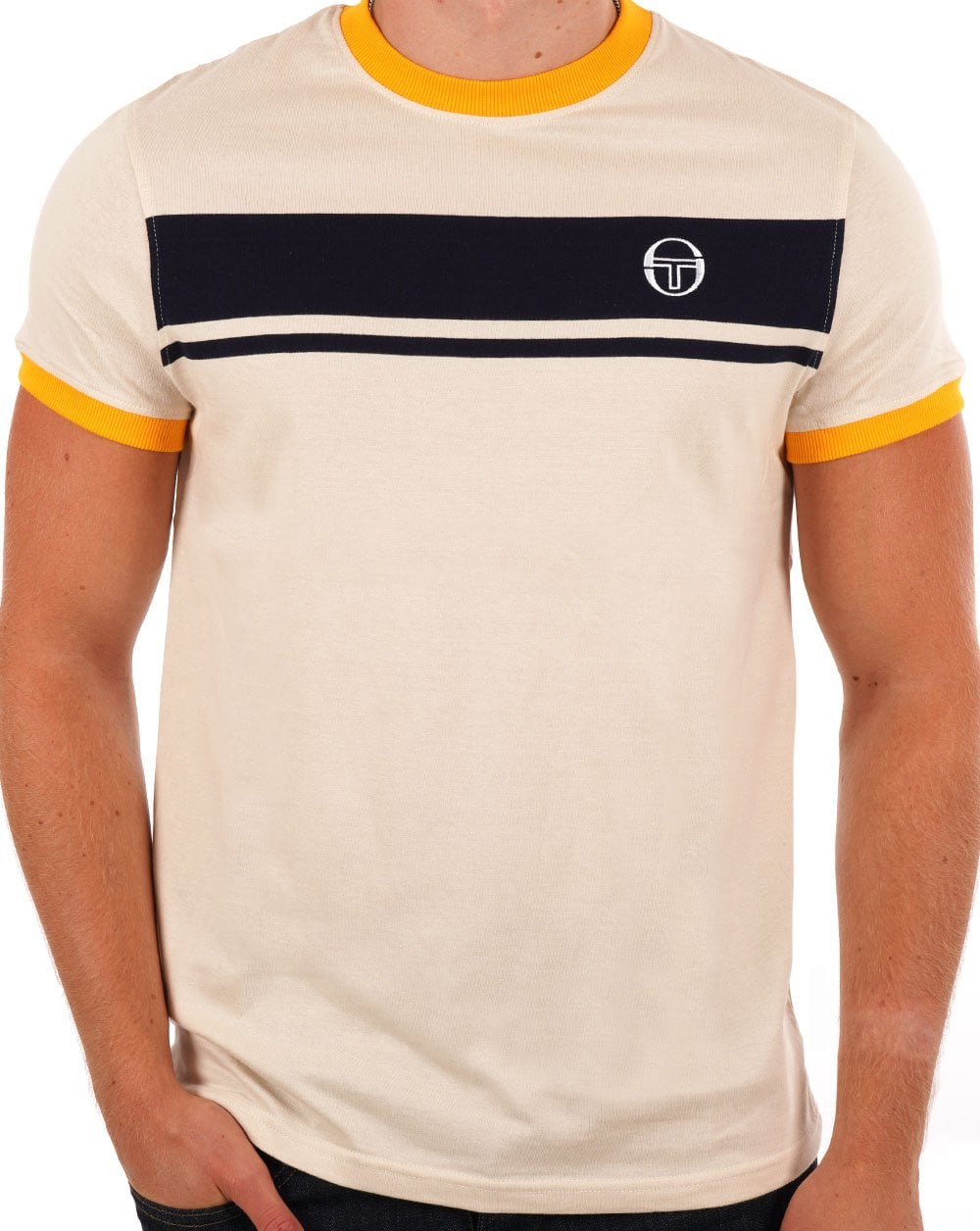 Sergio Tacchini Masters T Shirt Buttercream/Yellow/Navy