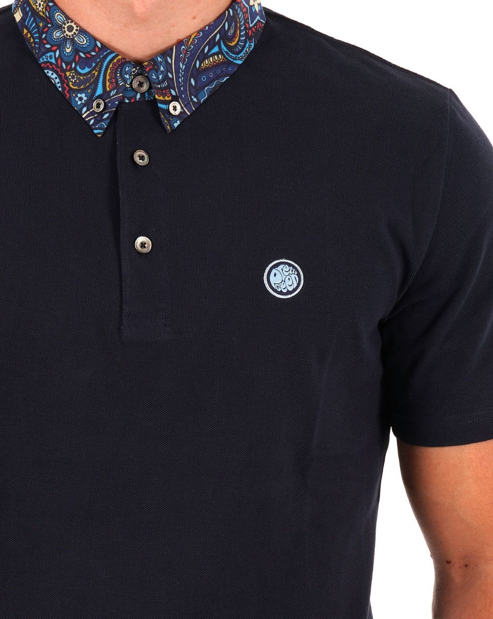 Pretty Green Marriot Paisley Collar Polo Navy