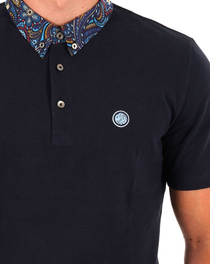 Pretty Green Marriot Paisley Collar Polo Navy