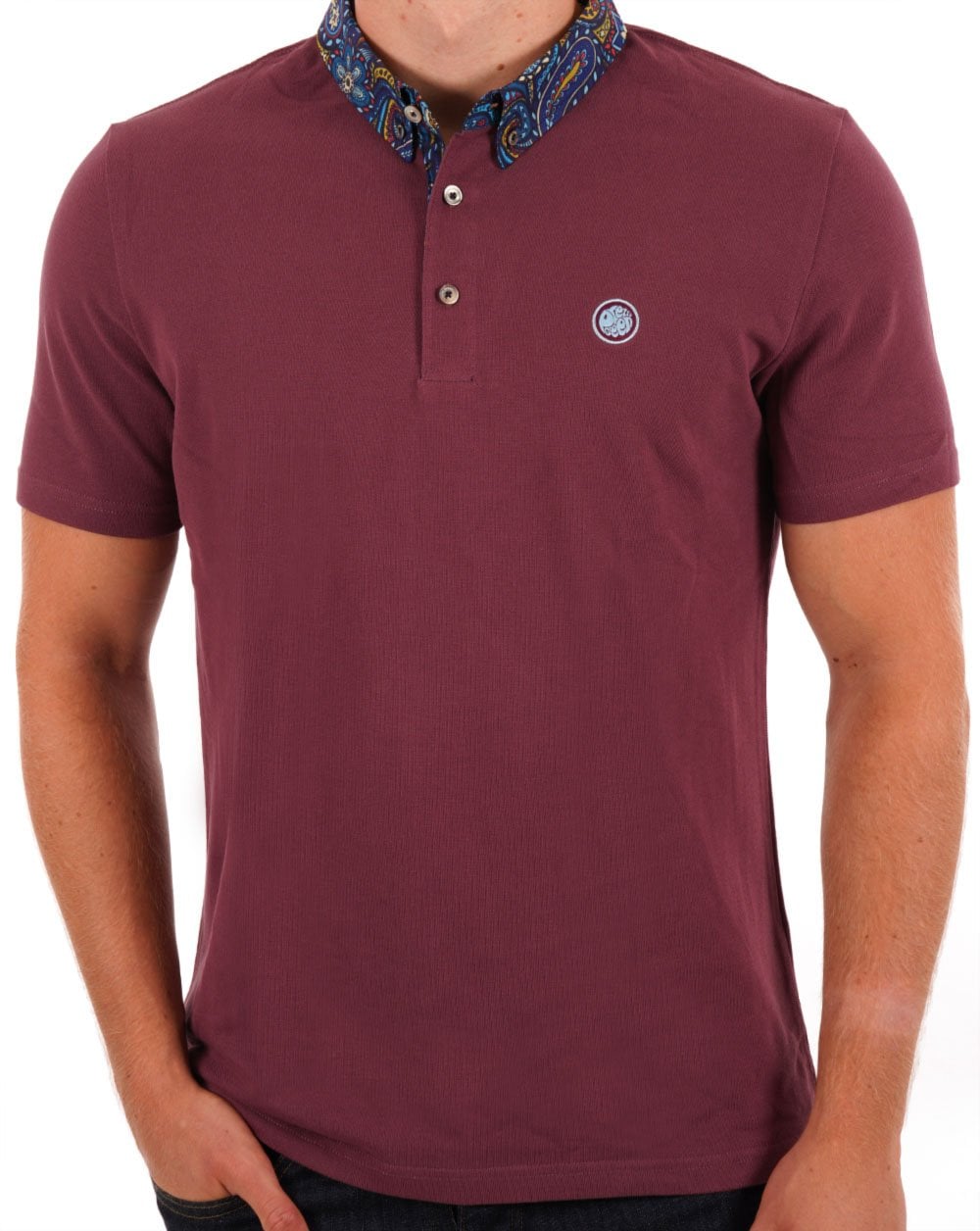 Pretty Green Marriot Paisley Collar Polo Purple