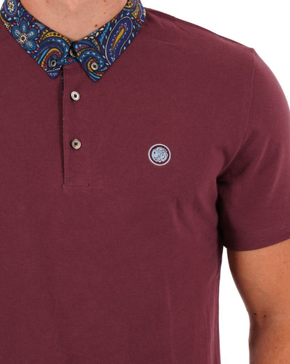 Pretty Green Marriot Paisley Collar Polo Purple