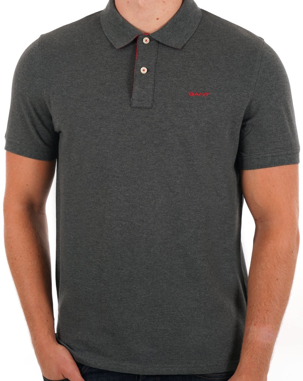 Gant Contrast Collar Polo Grey Melange