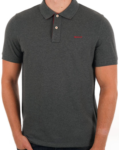 Gant Contrast Collar Polo Grey Melange