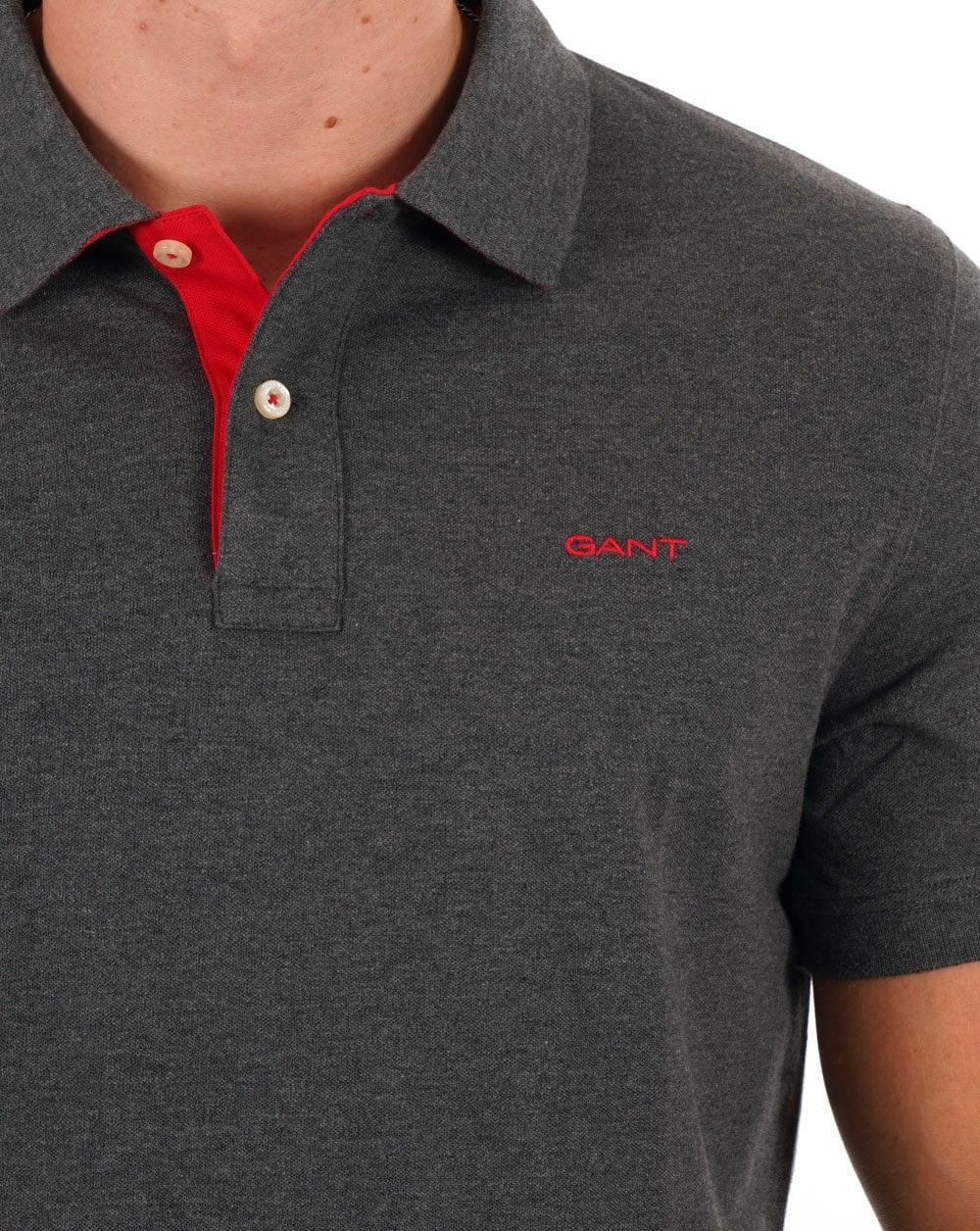 Gant Contrast Collar Polo Grey Melange