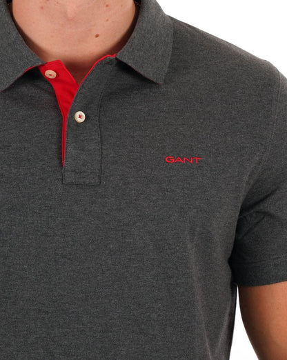 Gant Contrast Collar Polo Grey Melange
