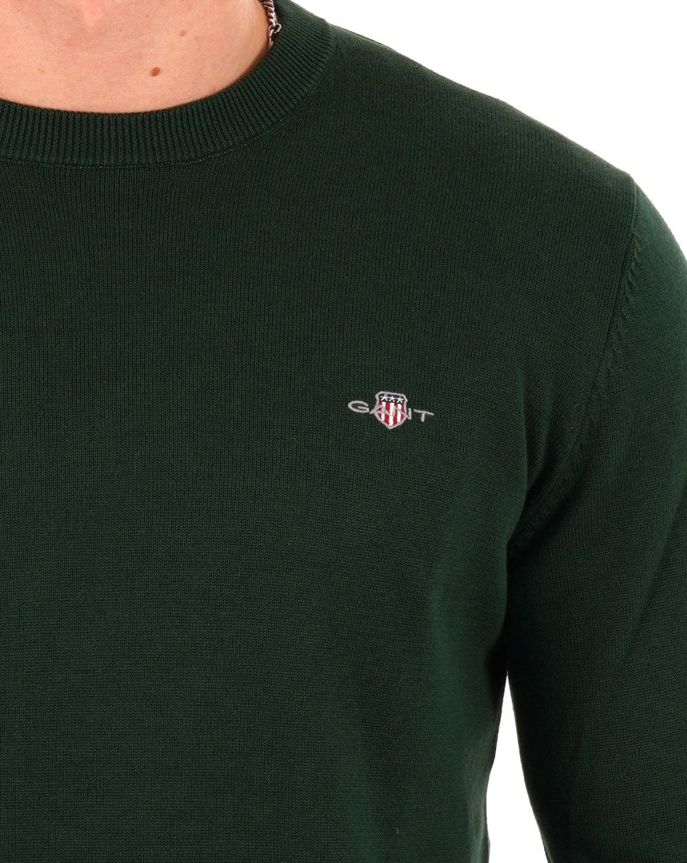 Gant Cotton Crew Neck Sweater Green