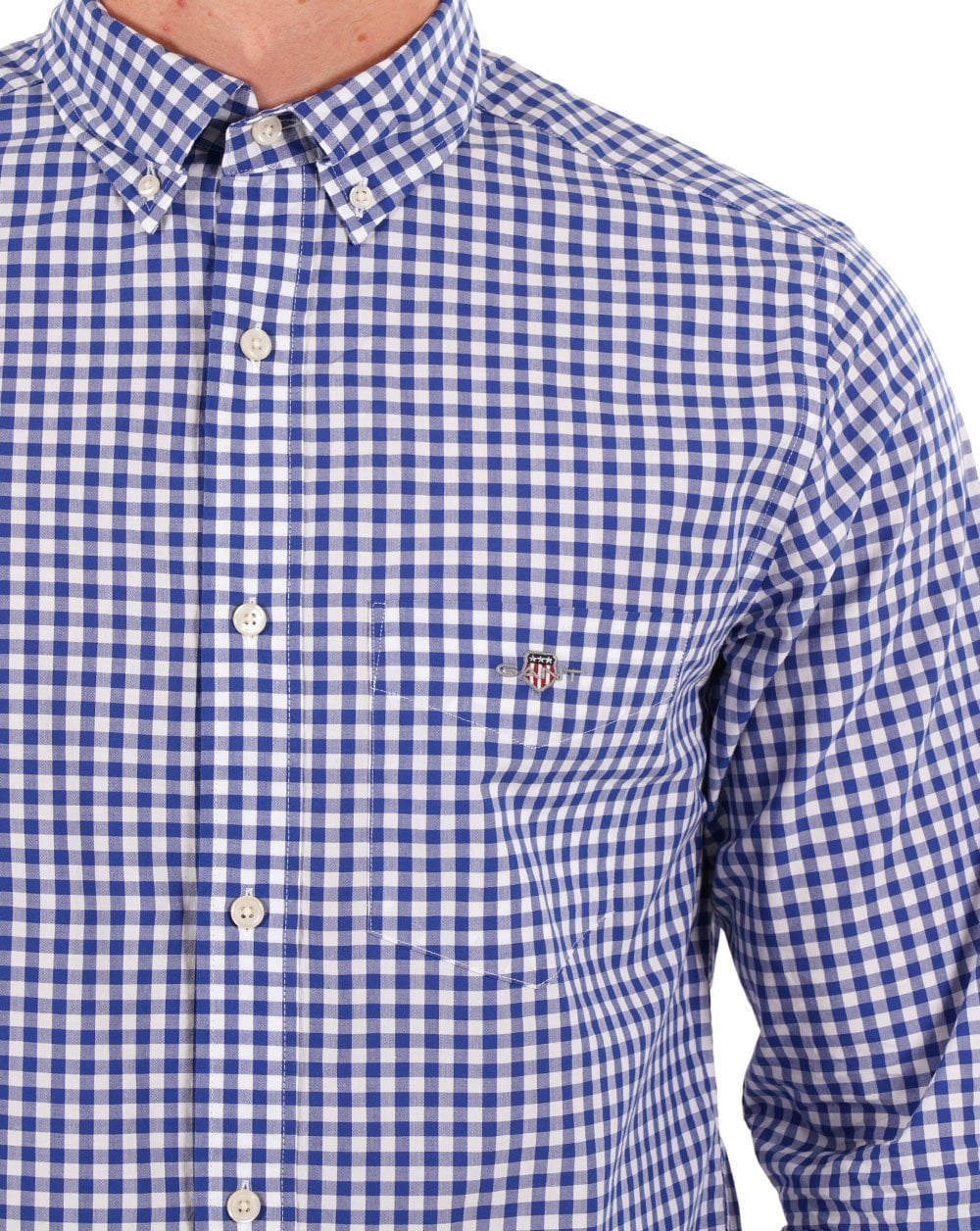 Gant Poplin Gingham Shirt College Blue