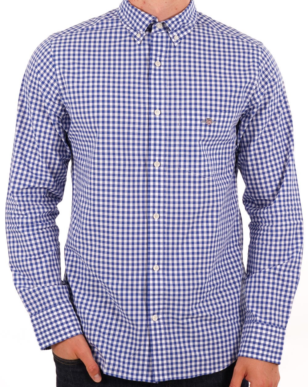 Gant Poplin Gingham Shirt College Blue
