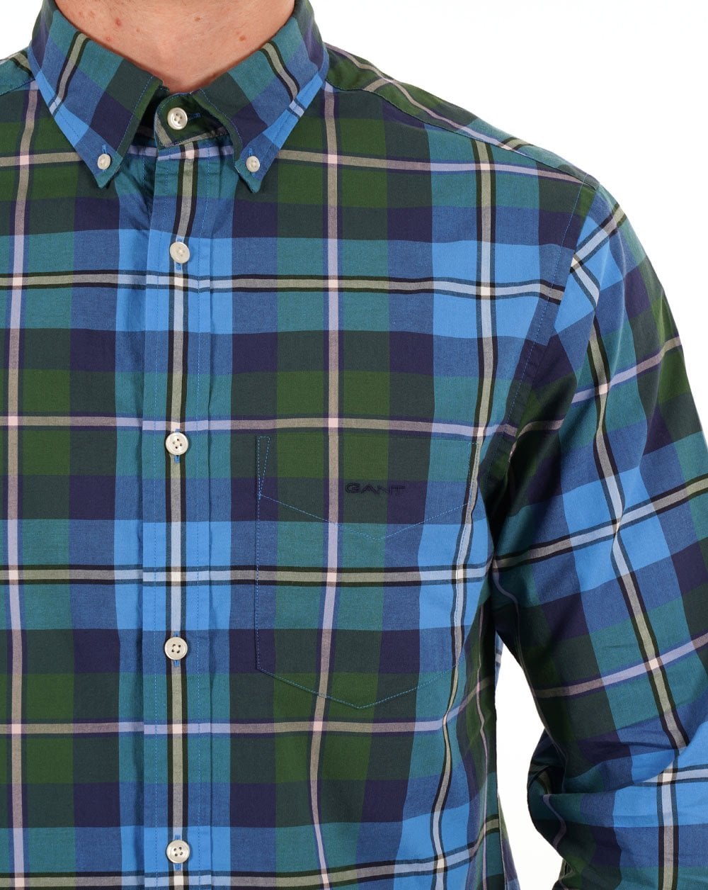 Gant Poplin Check Shirt Forest Green