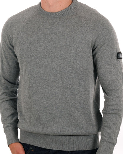 Barbour International Cotton Crew Knit Anthracite Marl