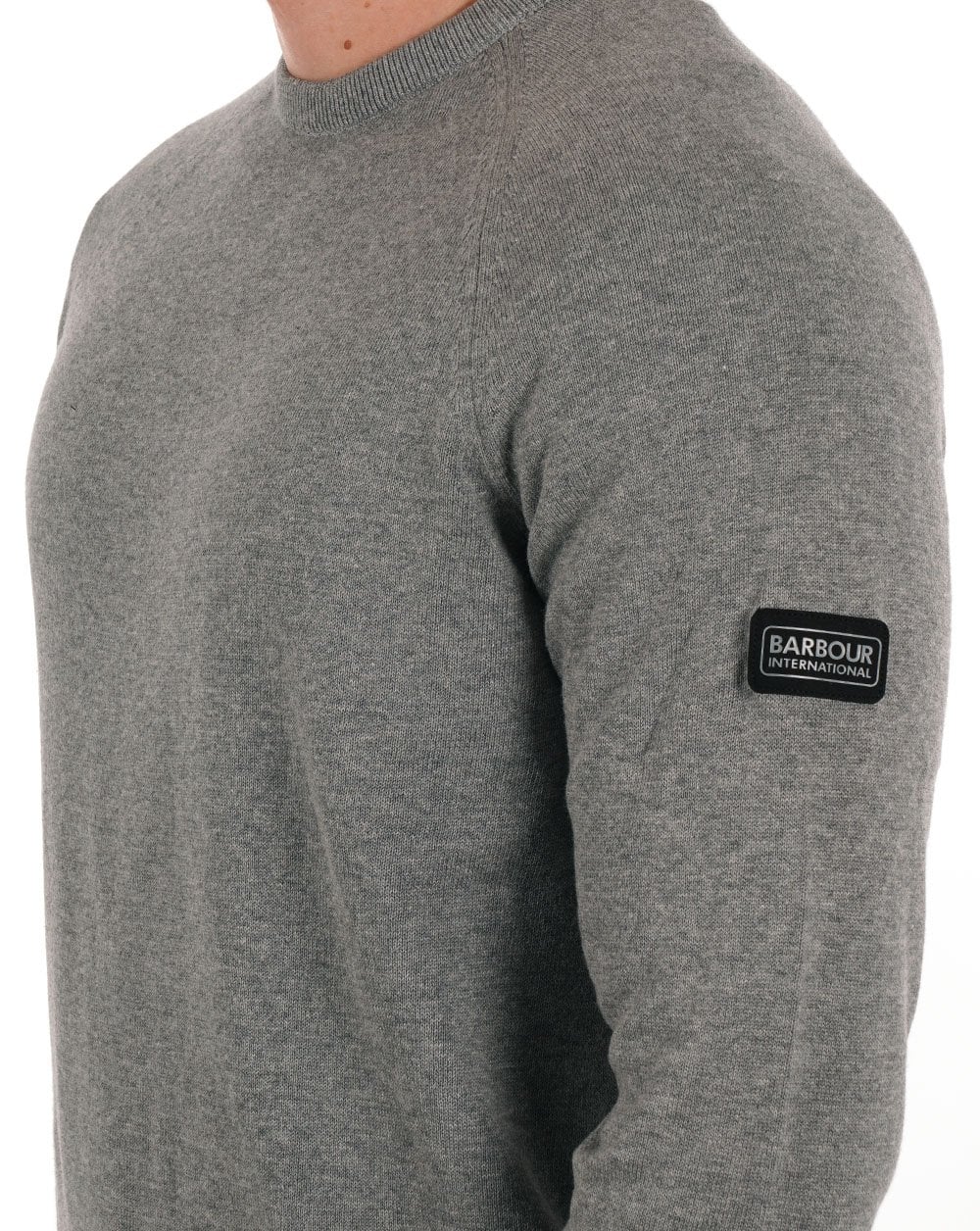 Barbour International Cotton Crew Knit Anthracite Marl