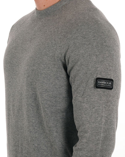 Barbour International Cotton Crew Knit Anthracite Marl