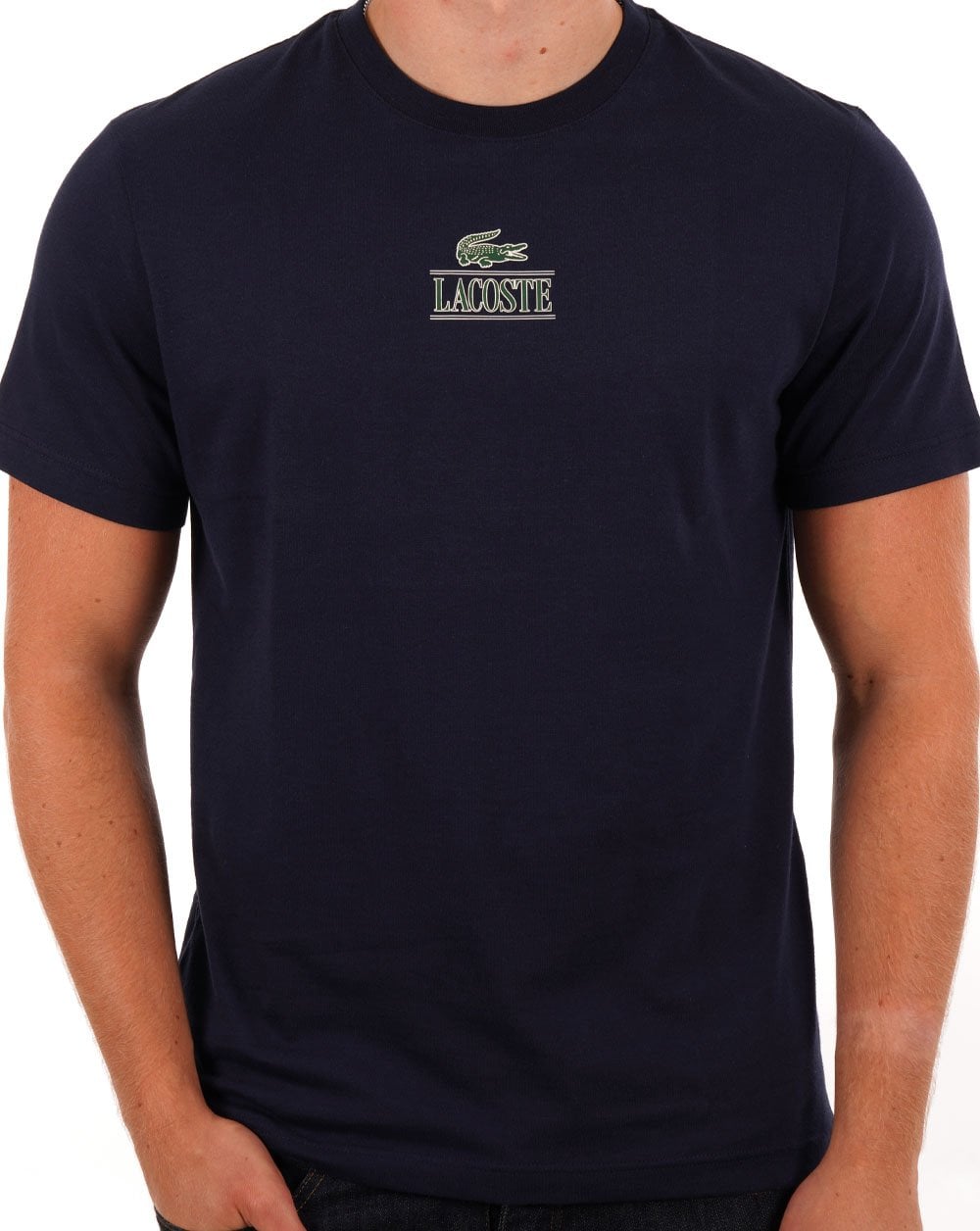 Lacoste Cotton Jersey Branded T-shirt Navy