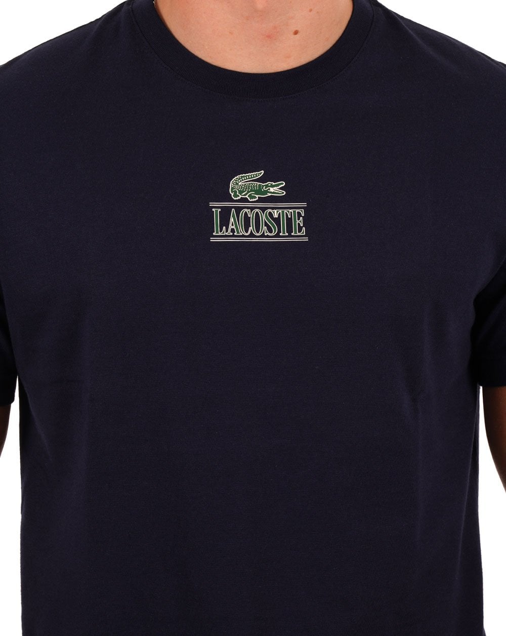 Lacoste Cotton Jersey Branded T-shirt Navy