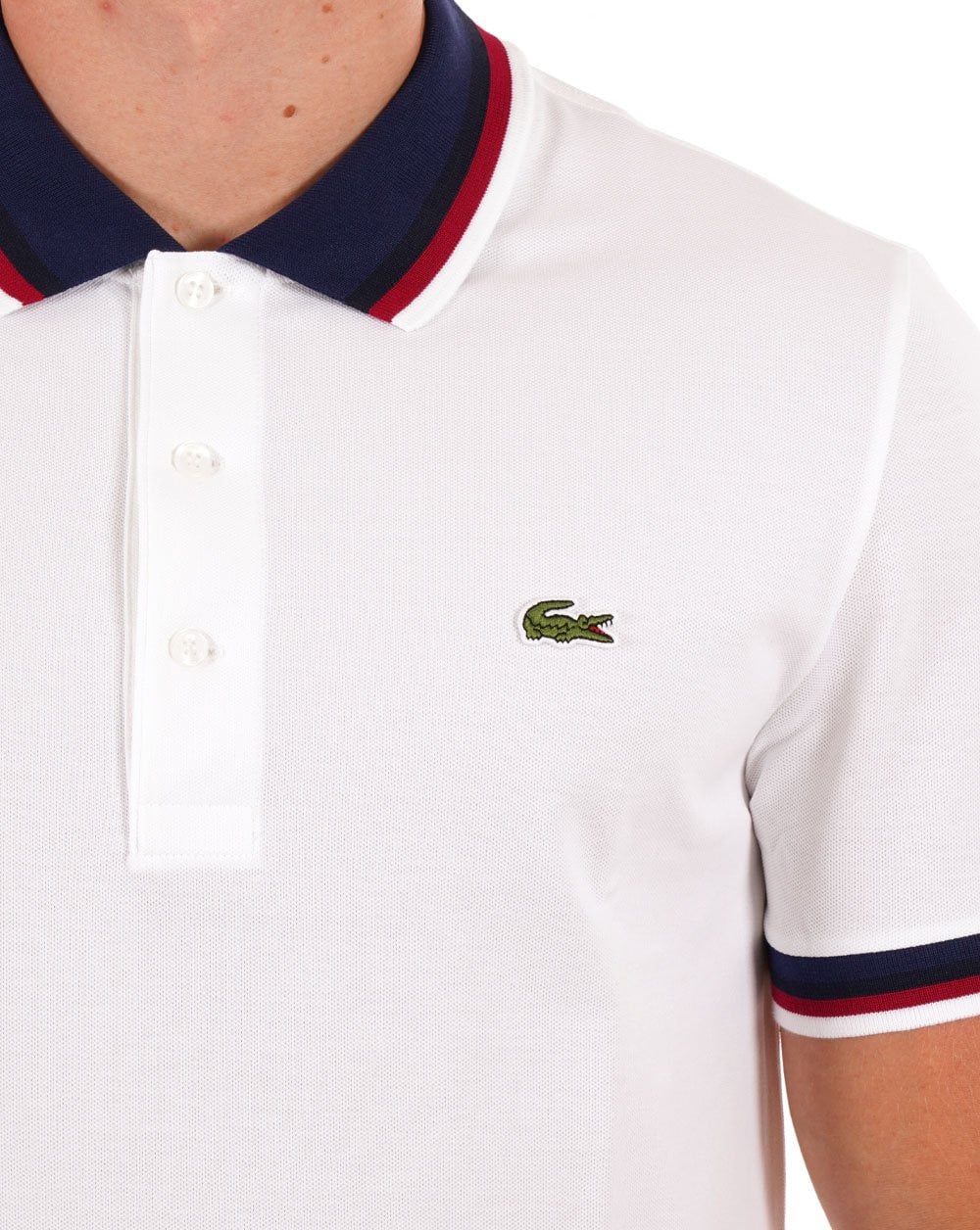Lacoste Contrast Collar Polo Shirt White