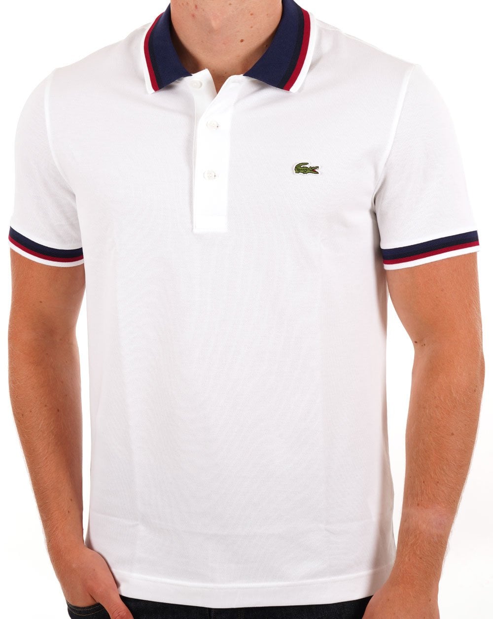 Lacoste Contrast Collar Polo Shirt White
