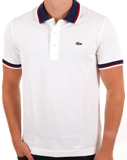 Lacoste Contrast Collar Polo Shirt White
