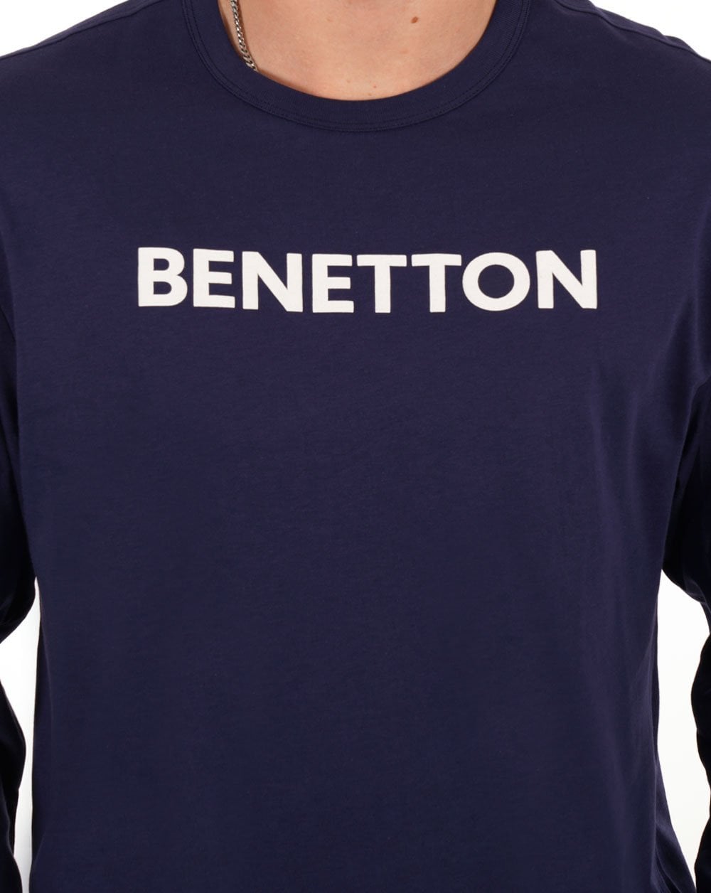 Benetton Long Sleeve Logo T-shirt Navy