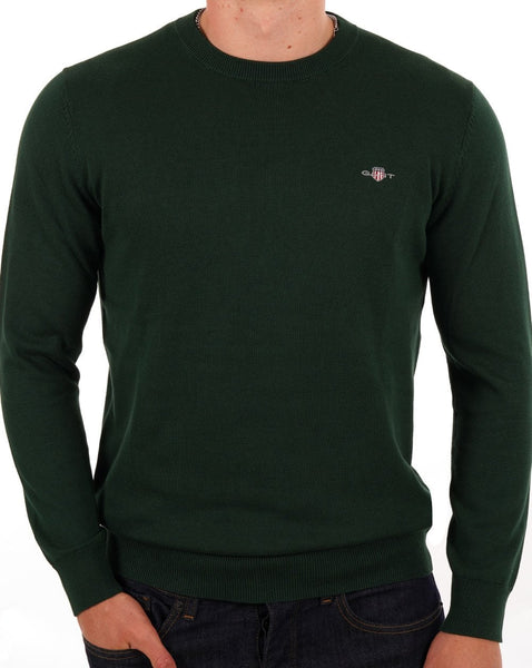 Gant Cotton Crew Neck Sweater Green