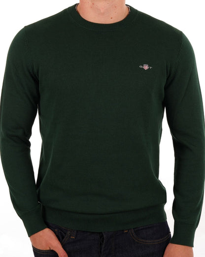 Gant Cotton Crew Neck Sweater Green