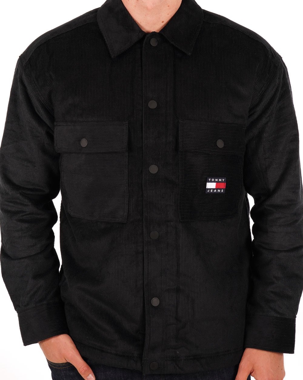 Tommy Jeans Sherpa Lined Cord Overshirt Black