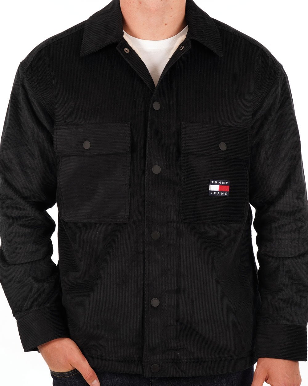 Tommy Jeans Sherpa Lined Cord Overshirt Black