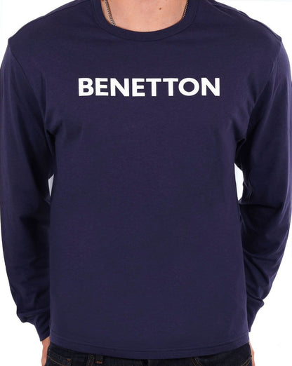 Benetton Long Sleeve Logo T-shirt Navy